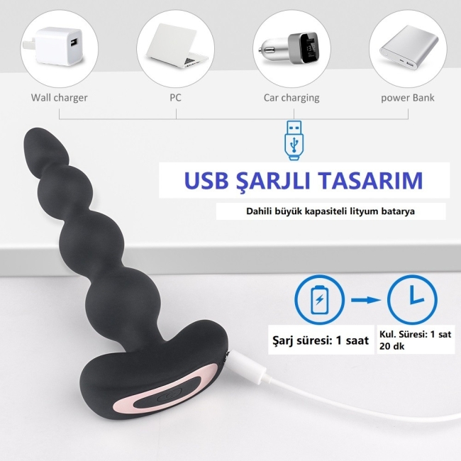 Andrew 9 Modlu Titreşimli Kumandalı Boğumlu Anal Plug & Vibratör
