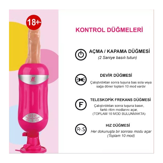 Ayarlanabilir İleri Geri Gidebilen Güçlü ve Vantuzlu Seks Makinesi