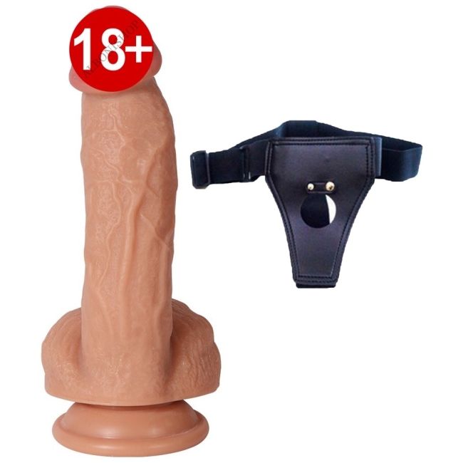 Borg Ultra Yumuşak Çift Katmanlı 20 Cm Kemerli Penis Dildo