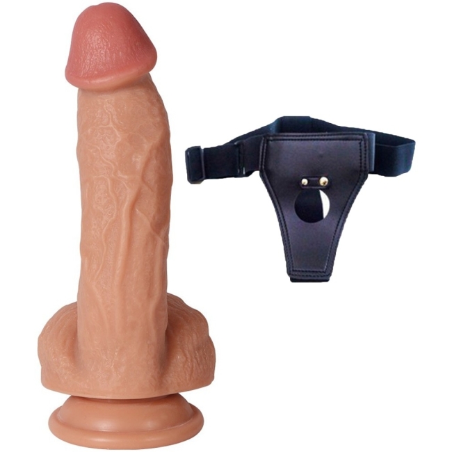 Borg Ultra Yumuşak Çift Katmanlı 20 Cm Kemerli Penis Dildo