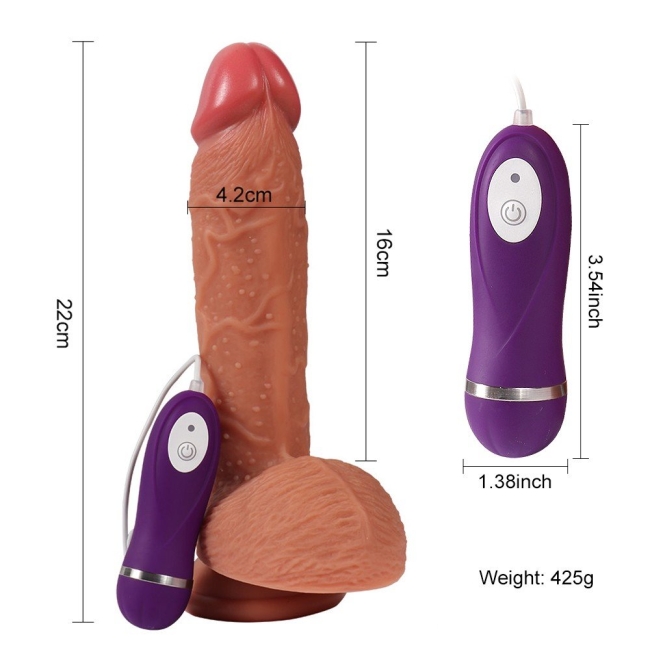 Buru 22 Cm 10 Fonksiyonlu Titreşimli Çift Katmanlı Realistik Penis