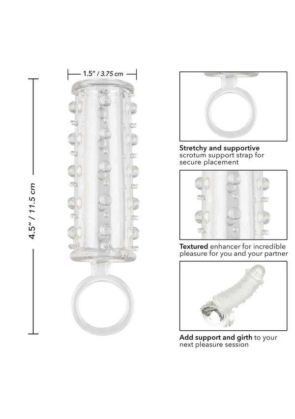 CalExotics Enhancer Silikon Testis Destekli Tırtıklı Penis Kılıfı