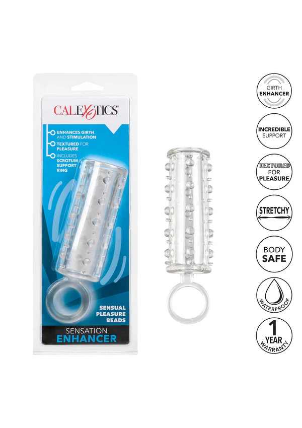 CalExotics Enhancer Silikon Testis Destekli Tırtıklı Penis Kılıfı