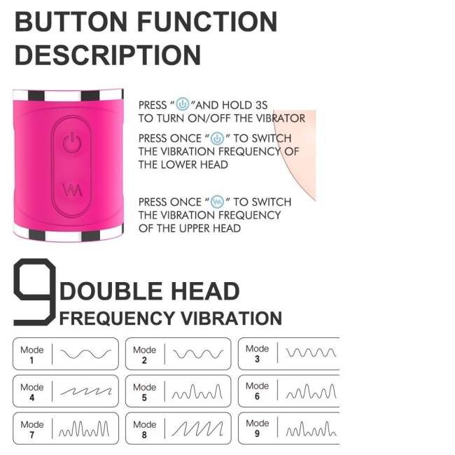 Cici 9 Fonksiyonlu Titreşimli Çift Taraflı 35 Cm Kumandalı Lezbiyen Vibratör Penis