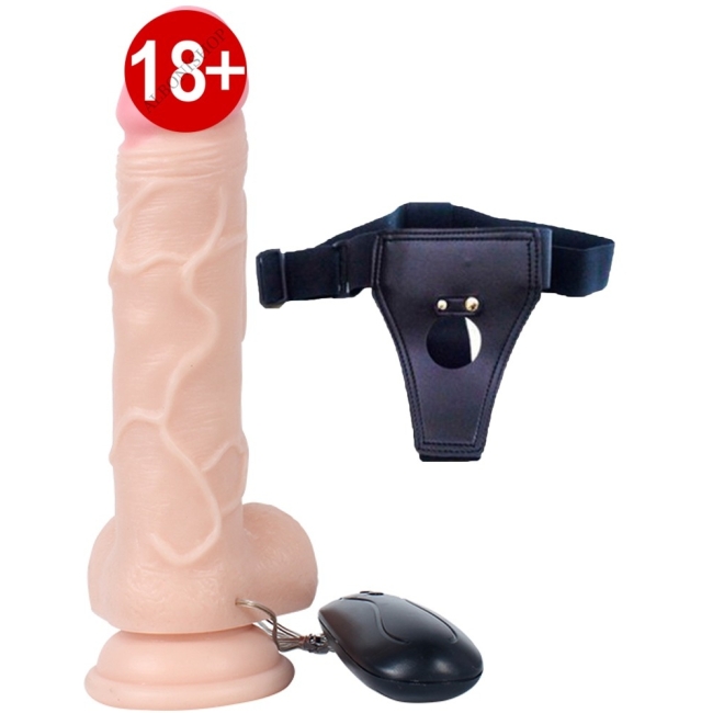 Dildo Series 19 Cm 10 Modlu Belden Bağlamalı Titreşimli Realistik Penis