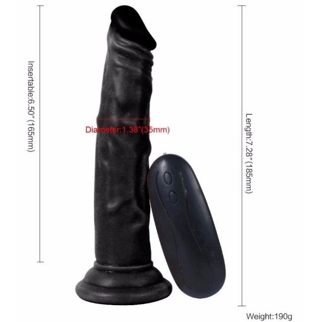 Dildo Series Siyah 19 Cm 10 Modlu Anal ve Vajinal Kullanılabilen Realistik Penis