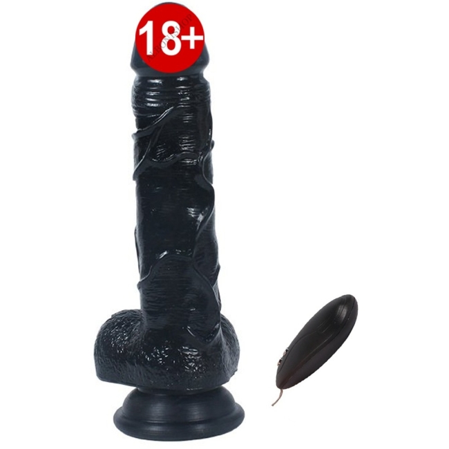 Dildo Series Siyah 19 Cm 10 Modlu Titreşimli Realistik Penis	