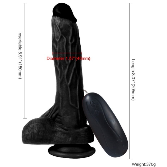 Dildo Series Siyah Dragon 21 Cm 10 Modlu Titreşimli Realistik Penis