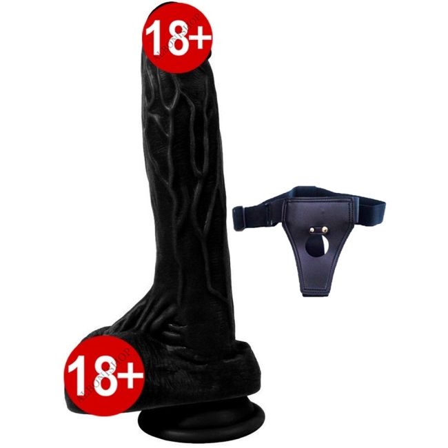 Dildo Series Siyah Dragon 21 Cm Belden Bağlamalı Realistik Penis