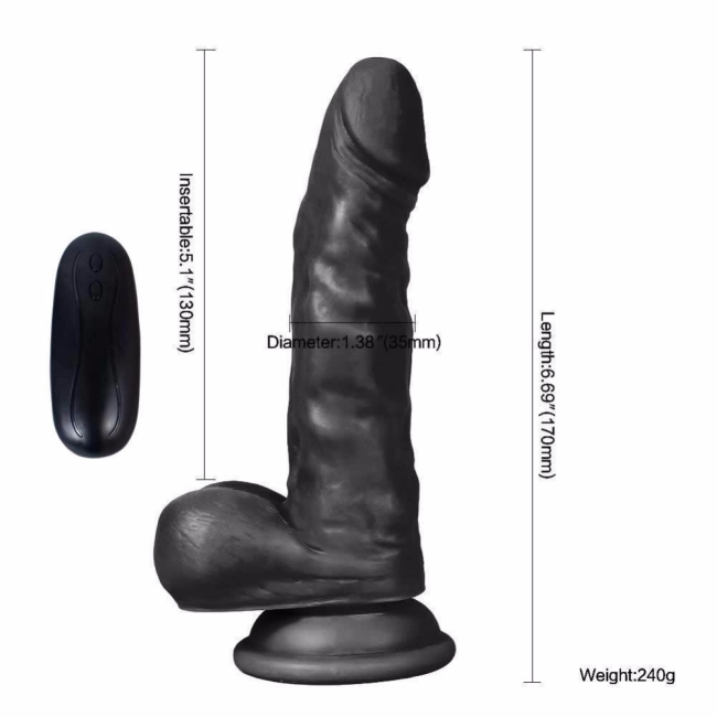 Dildo Series Siyah Hunk 15 Cm 10 Modlu Belden Bağlamalı Titreşimli Realistik Penis