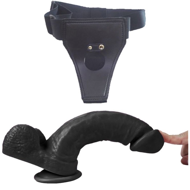 Dildo Series Siyah Wolf King 22 Cm Belden Bağlamalı Realistik Penis