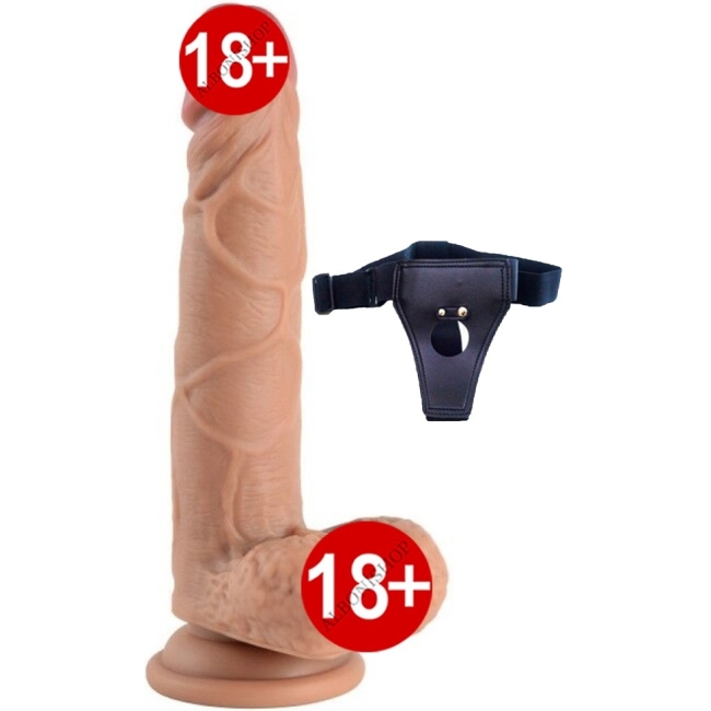 Double Layer Çift Katmanlı Ultra Yumuşak 18 Cm Kemerli Realistik Penis