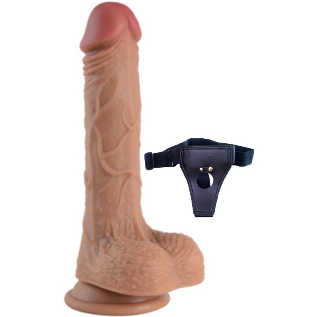 Double Layer Çift Katmanlı Ultra Yumuşak 21 Cm Kemerli Penis	