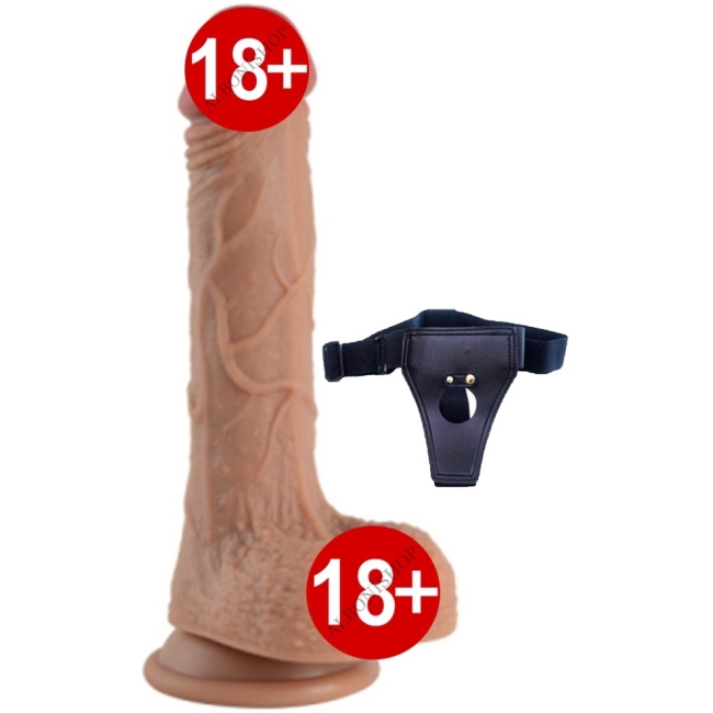 Double Layer Çift Katmanlı Ultra Yumuşak 21 Cm Kemerli Penis	