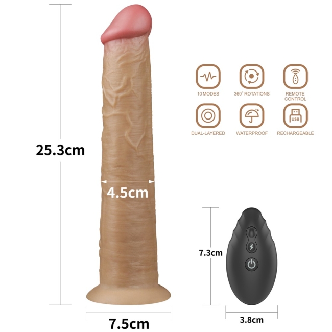 Dual Layer Platinyum 25 Cm Silikon Kumandalı Şarjlı Dönebilen Hareketli Titreşimli Kemerli Penis