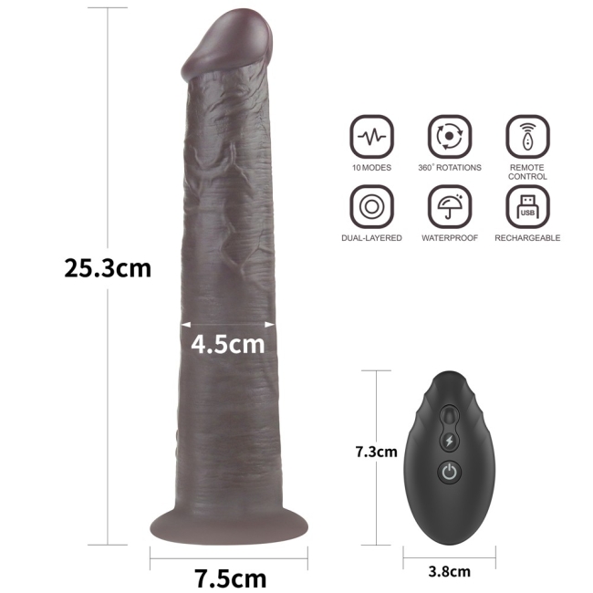 Dual Layer Platinyum 25 Cm Silikon Kumandalı Şarjlı Dönebilen Titreşimli Kemerli Penis