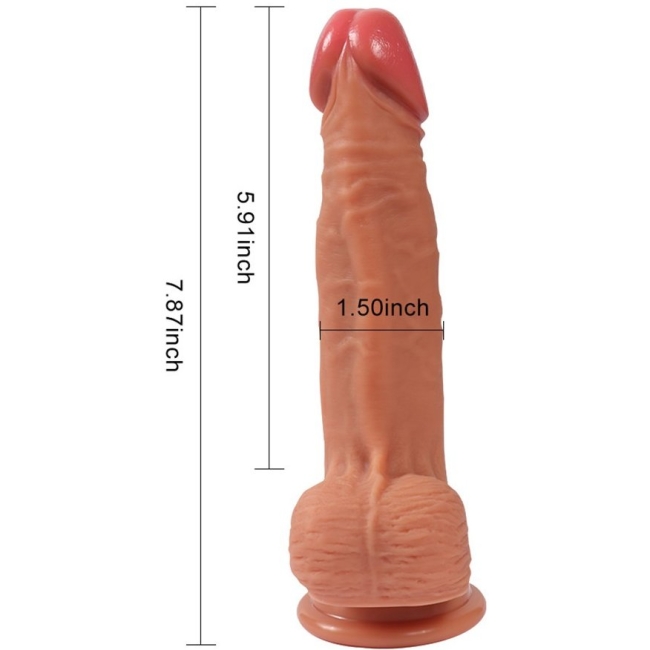 Ekstra Yumuşak Gerçekci Et Dokulu Çift Katmanlı 20 Cm Realistik Penis Dildo