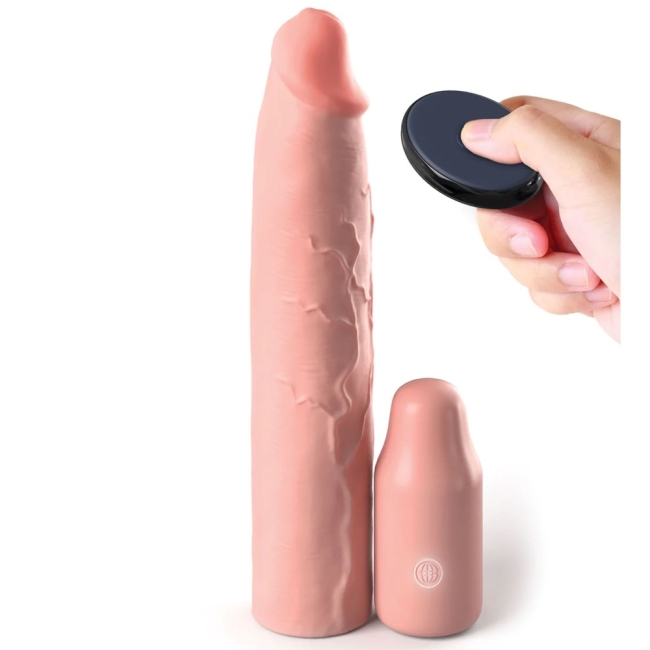 Fantasy Extension Elit Kumandalı Titreşimli 22 Cm Uzatmalı Silikon Penis Kılıfı