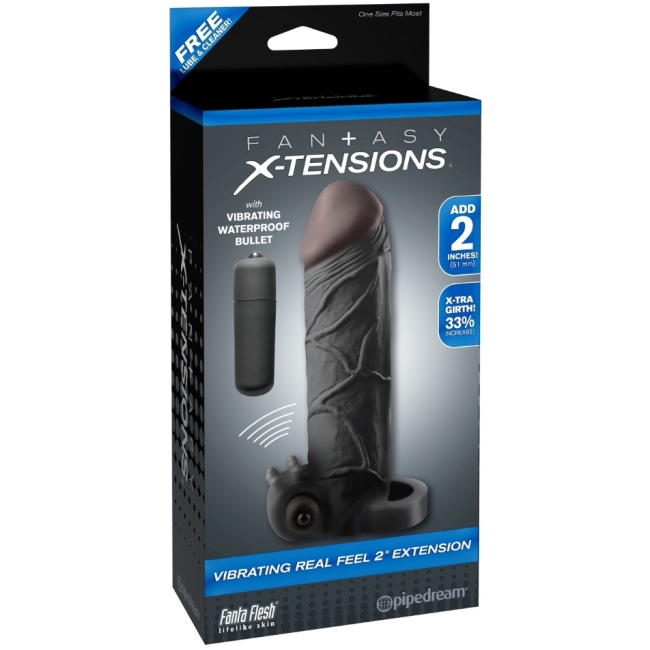 Fantasy X-Tensions Titreşimli Real Feel 2 Siyah Penis Kılıfı Made İn USA