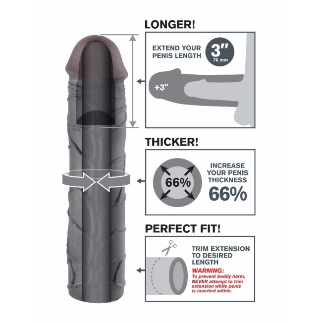 Fantasy X-Tensions Mega 3 Black Penis Kılıfı Madein USA