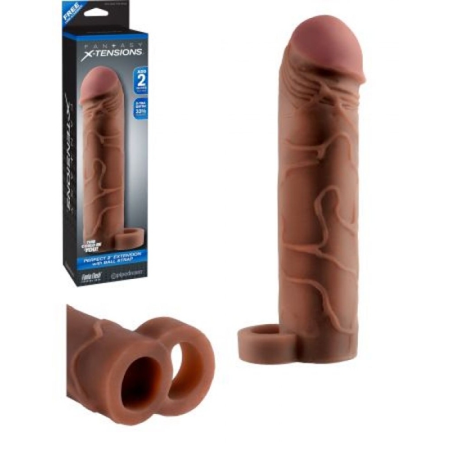 Fantasy X-Tensions Perfect 2  Brown With Ball Strap Penis Kılıfı Made İn USA