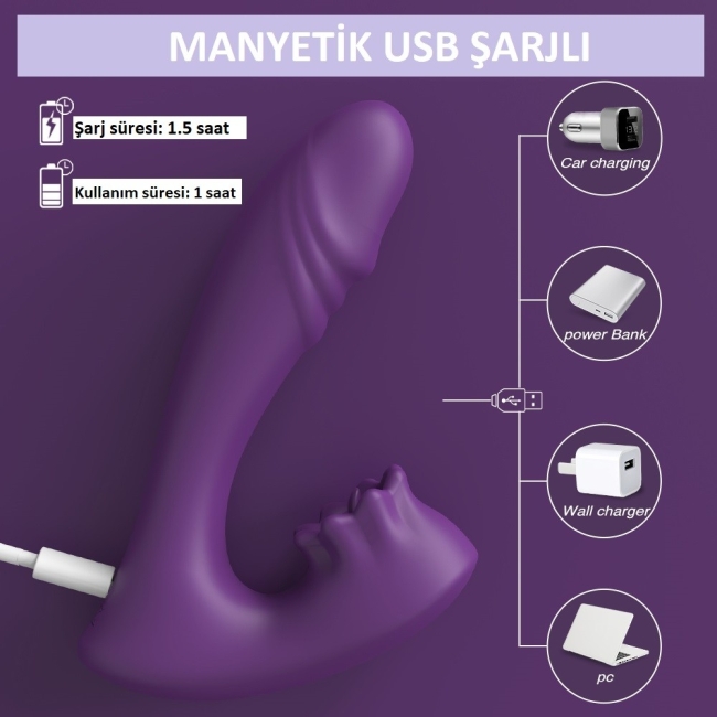 Rain Titreşimli&Klitoris Dil Hareketli Kumandalı Lüks Vibratör