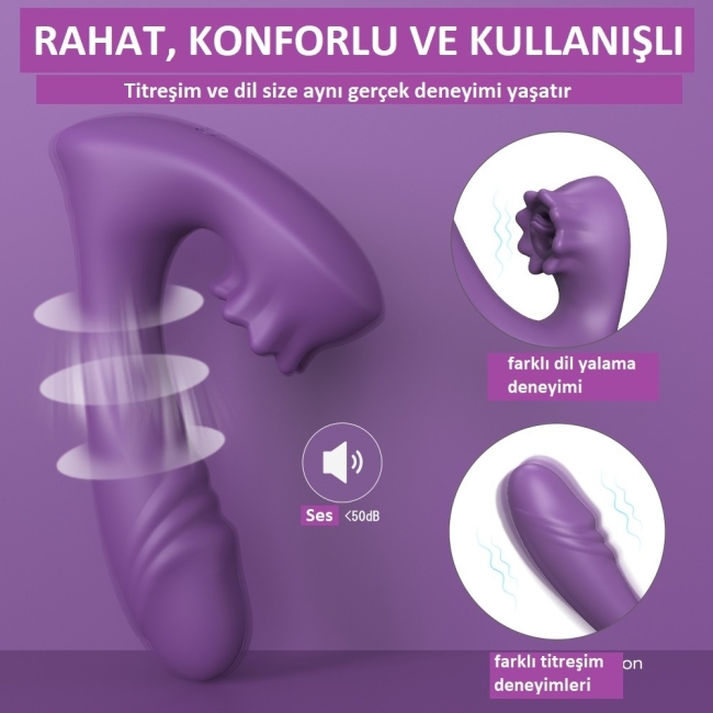 Rain Titreşimli&Klitoris Dil Hareketli Kumandalı Lüks Vibratör