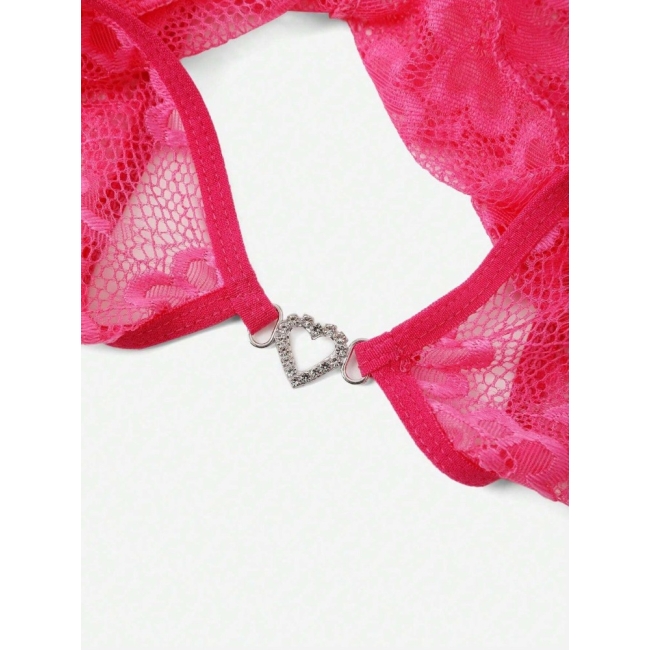 Fuşya Özel Bölgesi ve Sırtı Açık Babydoll Seksi Gecelik