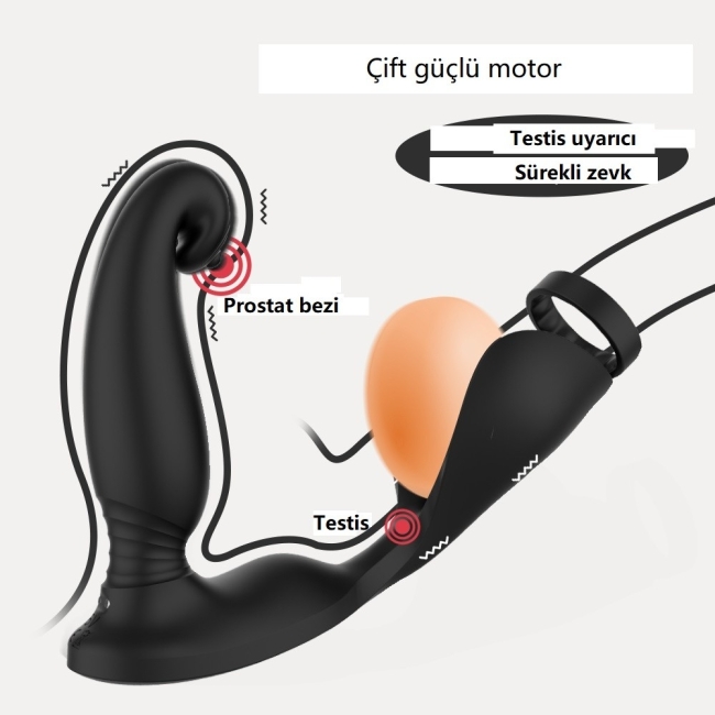 Raptor 9 Modlu Titreşimli Şarjlı Prostat Vibratör & Penis Halkası