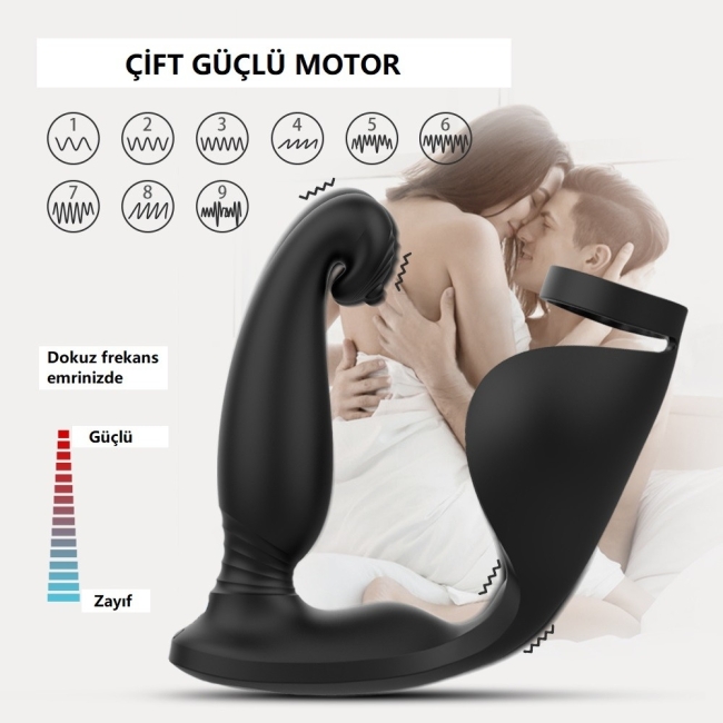 Raptor 9 Modlu Titreşimli Şarjlı Prostat Vibratör & Penis Halkası