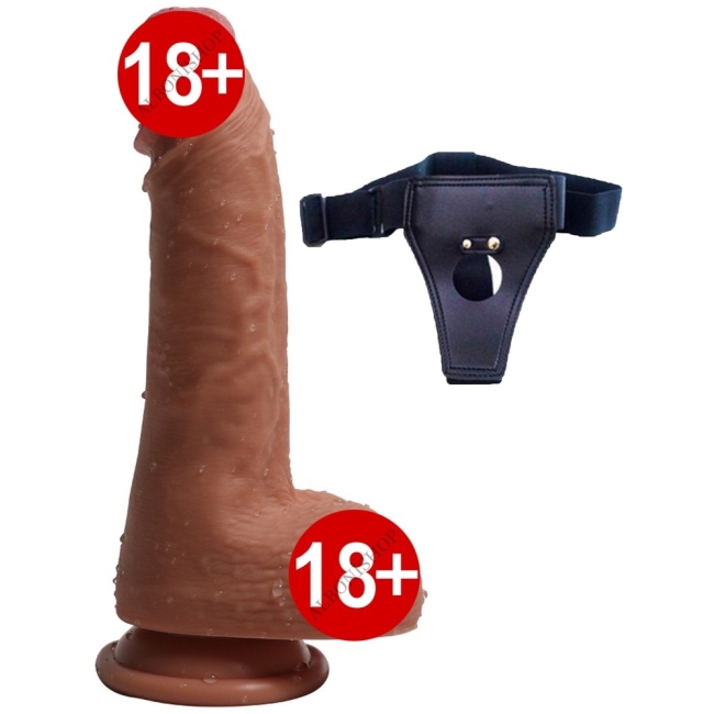 Hercules 22 cm Extra Gerçekçi Çift Katmanlı Belden Bağlamalı Penis