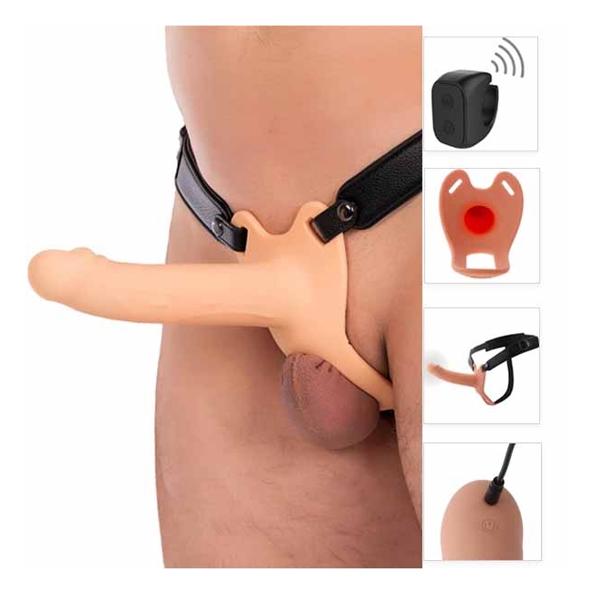 Inferno 18 Cm Titreşimli İçi Boş Belden Bağlamalı Realistik Penis