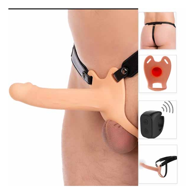 Inferno 20 Cm Titreşimli Belden Bağlamalı İçi Boş Realistik Penis