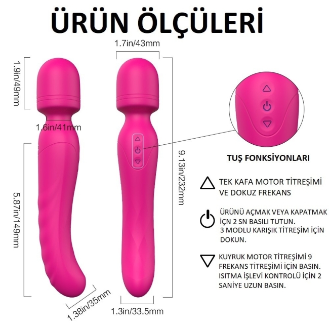 Iris 9 Modlu Ultra Güçlü Titreşimli Çift Taraflı Kullanılabilen Isıtmalı Masaj Vibratör