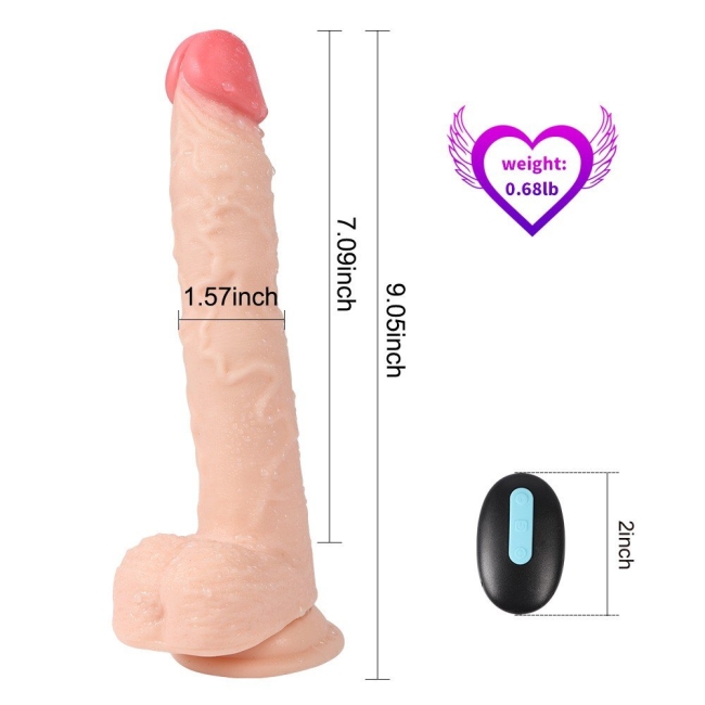 Jeff Swaying Uzaktan Kumandalı 10 Modlu Titreşimli 23 Cm Takma Penis