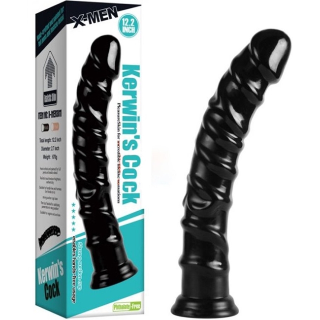 Kervin 32 cm Vantuzlu Realistik Siyah Penis Dildo