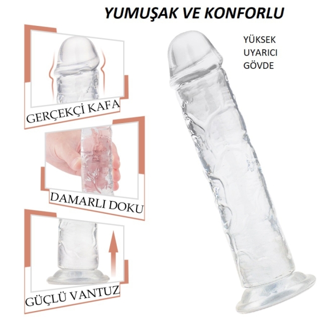 Lester Anal ve Vajinal Kullanılabilen 17 Cm Jel Dildo Penis