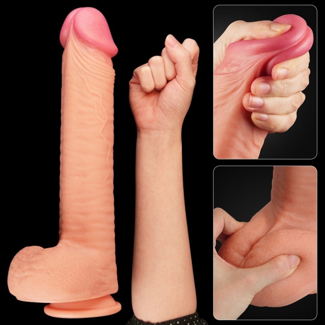 Lovetoy Nature Cock Serisi Özel Yumuşak Dokulu Çift Katmanlı 30 Cm Realistik Penis