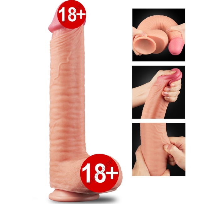 Lovetoy Nature Cock Serisi Özel Yumuşak Dokulu Çift Katmanlı 30 Cm Realistik Penis