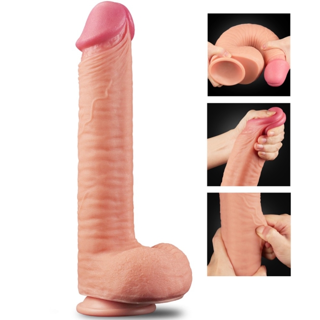 Lovetoy Nature Cock Serisi Özel Yumuşak Dokulu Çift Katmanlı 30 Cm Realistik Penis