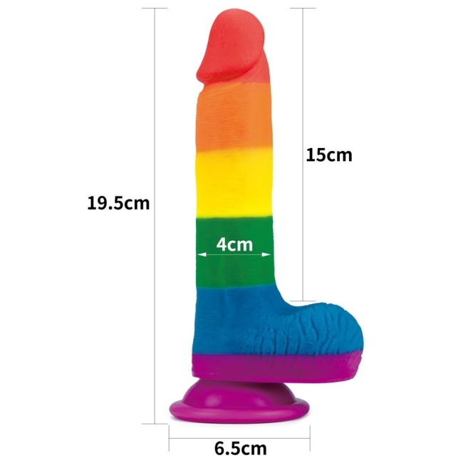 Lovetoy Prider Gökkuşağı Renkli 20 Cm Belden Bağlamalı Realistik Penis-410026