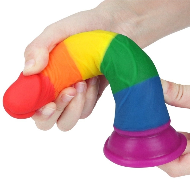 Lovetoy Prider Gökkuşağı Renkli Damarlı 19 Cm Kemerli Realistik Dildo-410025