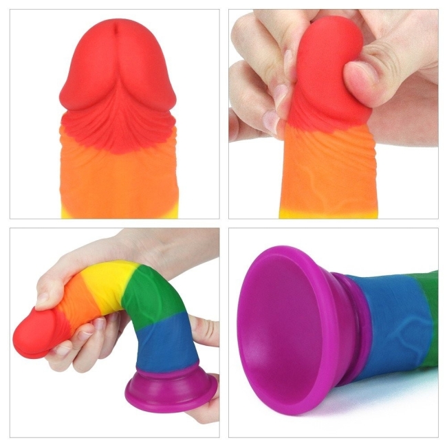 Lovetoy Prider Gökkuşağı Renkli Damarlı 19 Cm Kemerli Realistik Dildo-410025