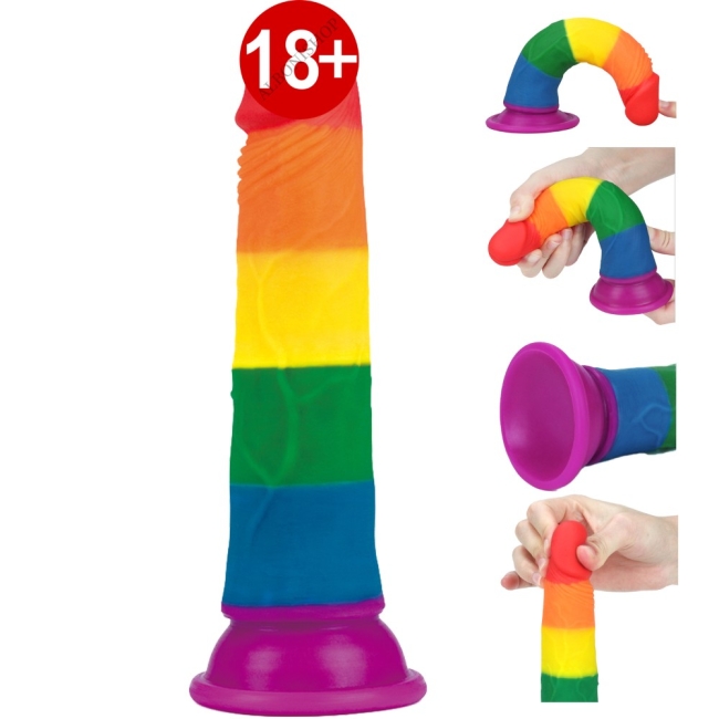 Lovetoy Prider Gökkuşağı Renkli Damarlı 19 Cm Realistik Dildo-410025