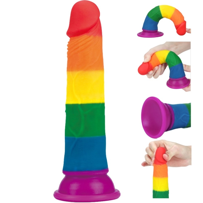 Lovetoy Prider Gökkuşağı Renkli Damarlı 19 Cm Realistik Dildo-410025