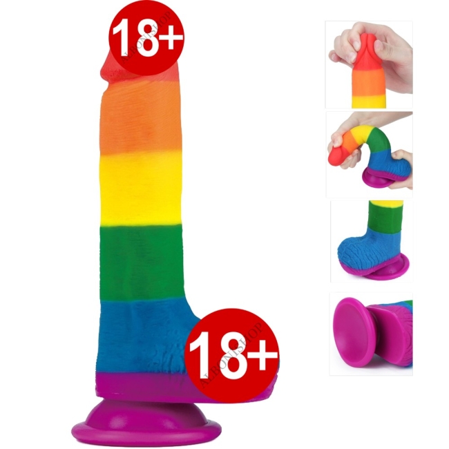 Lovetoy Prider Gökkuşağı Renkli Damarlı 20 Cm Realistik Dildo-410026