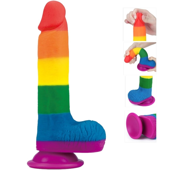 Lovetoy Prider Gökkuşağı Renkli Damarlı 20 Cm Realistik Dildo-410026