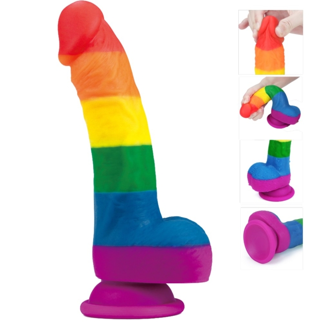 Lovetoy Prider Gökkuşağı Renkli Damarlı 21 Cm Realistik Dildo-410027