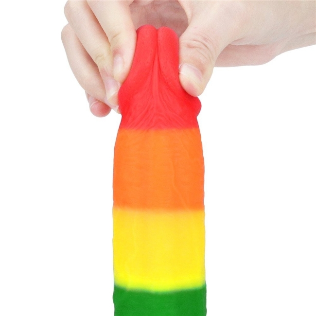Lovetoy Prider Gökkuşağı Renkli Damarlı 23 Cm Realistik Kemerli Penis-410028
