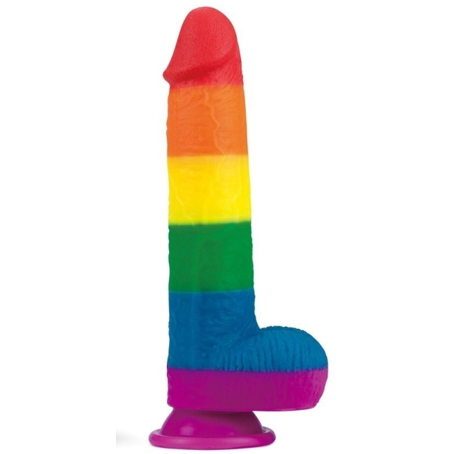 Lovetoy Prider Gökkuşağı Renkli Damarlı 23 Cm Realistik Kemerli Penis-410028